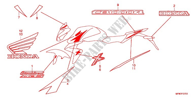 T (2) pour Honda CB 1000 R de 2012