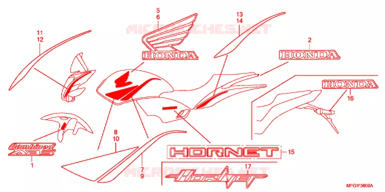 AUTOCOLLANTS Honda MOTO 600 HORNET 2012  CB600FAC