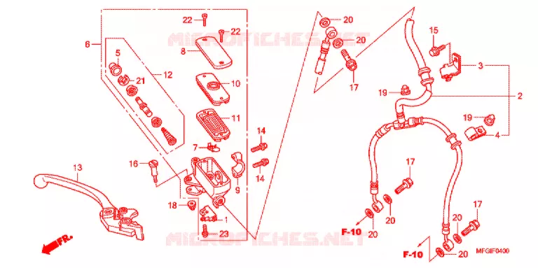 MAITRE CYLINDRE DE FREIN AVANT (CB600F/F3) Honda MOTO 600 HORNET 2012  CB600FC