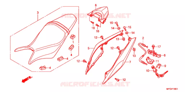 SELLE - CARENAGE ARRIERE (2) Honda MOTO 600 HORNET 2012  CB600FC
