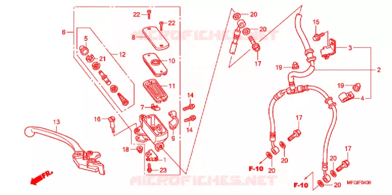 MAITRE CYLINDRE DE FREIN AVANT (CB600F/F3) Honda MOTO 600 HORNET 2012  CB600FC