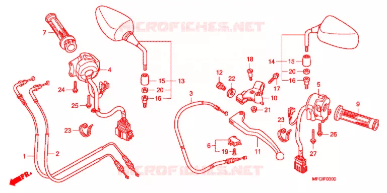 LEVIER DE GUIDON - CABLE - COMMODO Honda MOTO 600 HORNET 2012  CB600FC