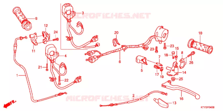 LEVIER DE GUIDON - CABLE - COMMODO Honda MOTO 125 CBR 2012  CBR125RC