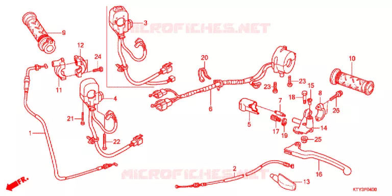 LEVIER DE GUIDON - CABLE - COMMODO Honda MOTO 125 CBR 2012  CBR125RSC