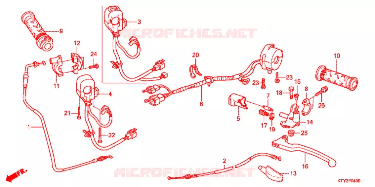 LEVIER DE GUIDON - CABLE - COMMODO Honda MOTO 125 CBR 2012  CBR125RSC