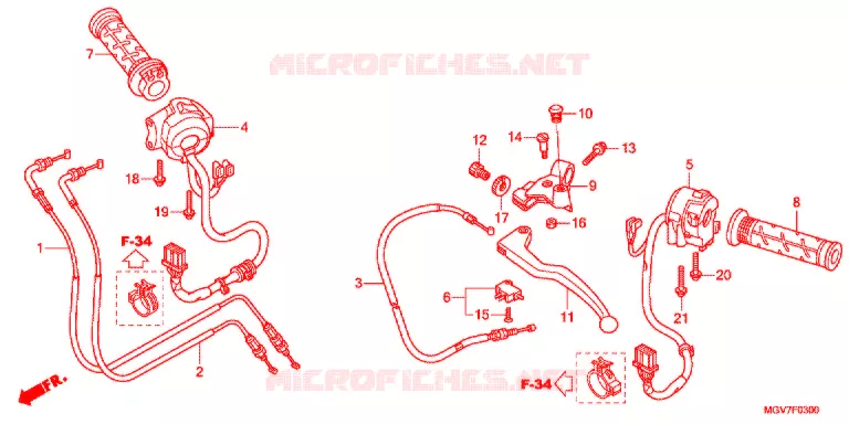LEVIER DE GUIDON - CABLE - COMMODO Honda MOTO 600 CBR 2012  CBR600FC