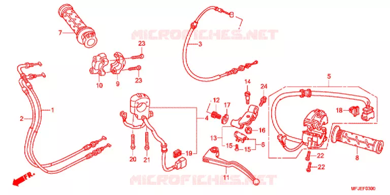 LEVIER DE GUIDON - CABLE - COMMODO Honda MOTO 600 CBR 2012  CBR600RRC