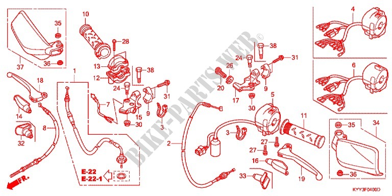 LEVIER DE GUIDON   CABLE   COMMODO (1) pour Honda ACE 125 CASTED WHEELS de 2012