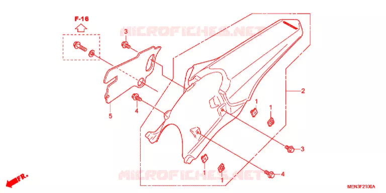 GARDE-BOUE ARRIERE Honda MOTO 450 CRF 2012  CRF450RC