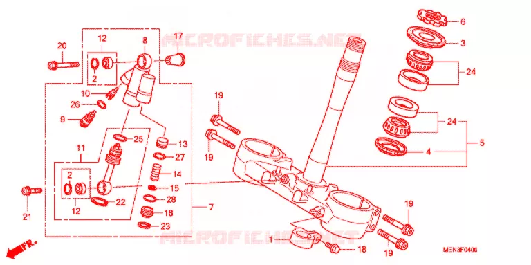 TE DE FOURCHE Honda MOTO 450 CRF 2013  CRF450RC