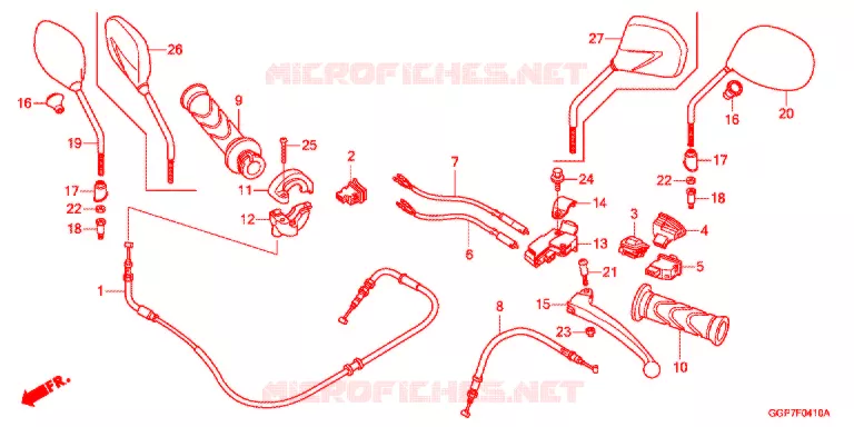 LEVIER DE GUIDON - CABLE - COMMODO Honda SCOOTER 50 VISION 2012  NSC50WHC