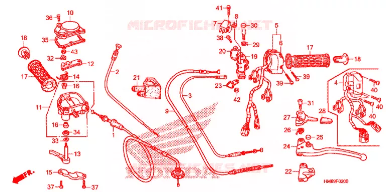 LEVIER DE GUIDON - CABLE - COMMODO Honda ATV 250 FOURTRAX 2012  TRX250TMC