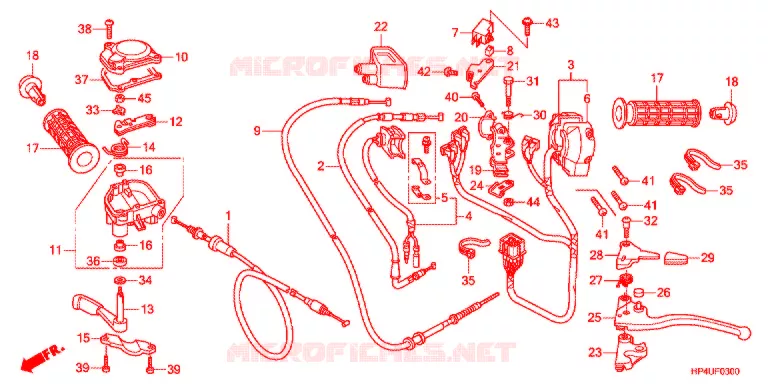 LEVIER DE GUIDON - CABLE - COMMODO Honda ATV 420 FOURTRAX 2012  TRX420FMC