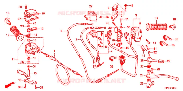 LEVIER DE GUIDON - CABLE - COMMODO Honda ATV 420 FOURTRAX 2012  TRX420FMC