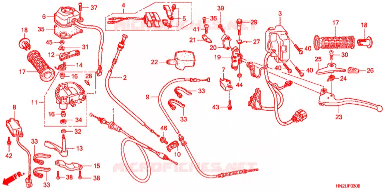 LEVIER DE GUIDON - CABLE - COMMODO Honda ATV 500 FOURTRAX 2012  TRX500FAC