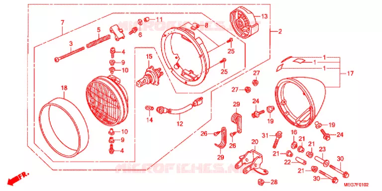 PHARE (VT750CS/C/CA) Honda MOTO 750 SHADOW 2012  VT750CSC