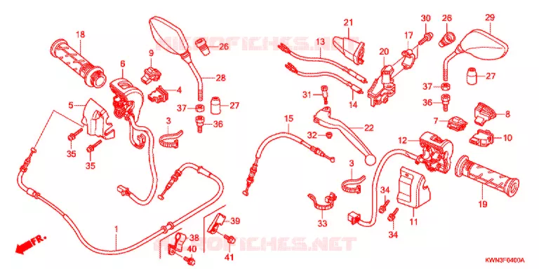LEVIER DE GUIDON - CABLE - COMMODO Honda SCOOTER 125 PCX 2012  WW125EX2C