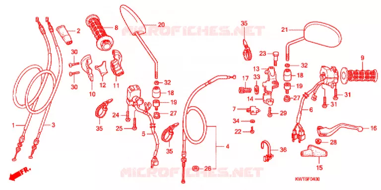 LEVIER DE GUIDON - CABLE - COMMODO Honda MOTO 300 XR 2012  XRE300AC