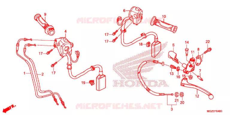 LEVIER DE GUIDON - CABLE - COMMODO Honda MOTO 500 CB 2013  CB500FD