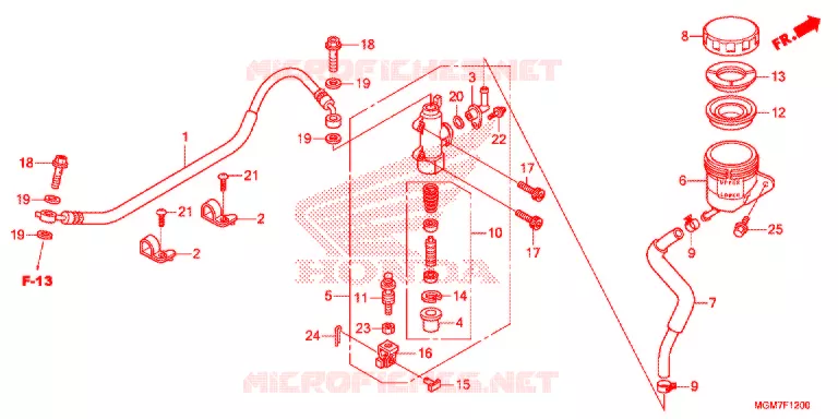 MAITRE CYLINDRE DE FREIN ARRIERE (CB600F) Honda MOTO 600 HORNET 2013  CB600FD