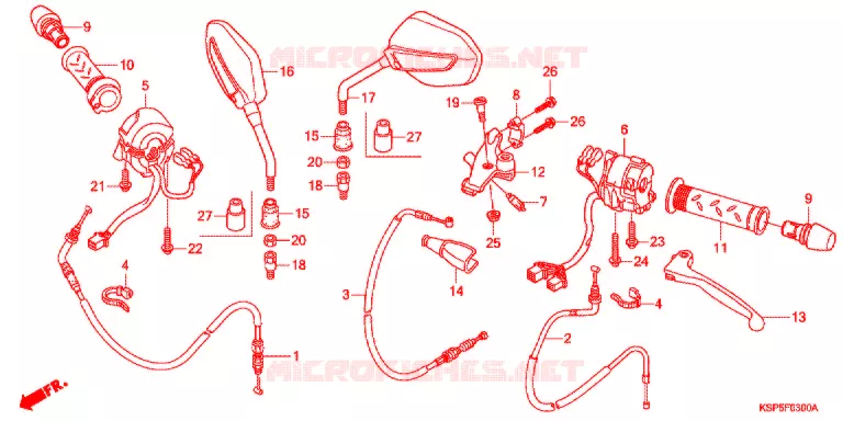 LEVIER DE GUIDON - CABLE - COMMODO Honda MOTO 150 CBF 2013  CBF150MC