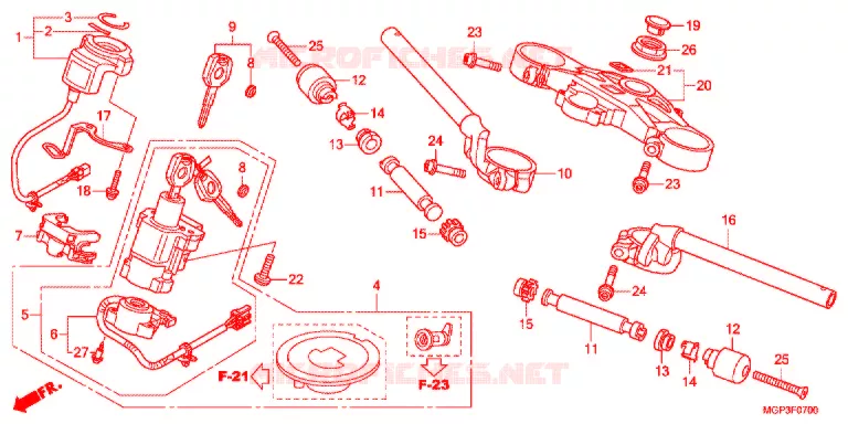 GUIDON - TE DE FOURCHE (CBR1000RRC/D/RAC/D) Honda MOTO 1000 CBR 2013  CBR1000RAD