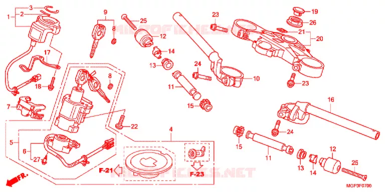 GUIDON - TE DE FOURCHE (CBR1000RRC/D/RAC/D) Honda MOTO 1000 CBR 2013  CBR1000RAD