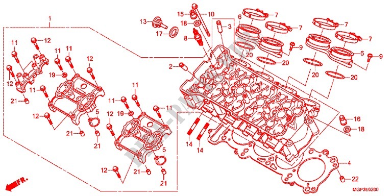 CULASSE pour Honda CBR 1000 RR FIREBLADE TRICOLOR de 2013