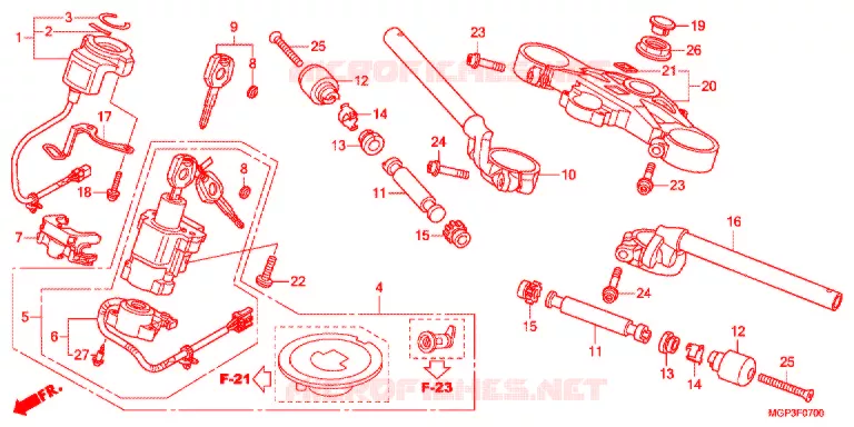 GUIDON - TE DE FOURCHE (CBR1000RRC/D/RAC/D) Honda MOTO 1000 CBR 2013  CBR1000RRD