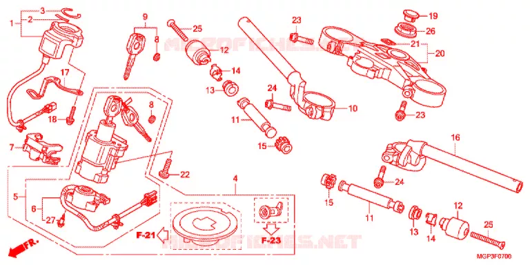 GUIDON - TE DE FOURCHE (CBR1000RRC/D/RAC/D) Honda MOTO 1000 CBR 2012  CBR1000RRC
