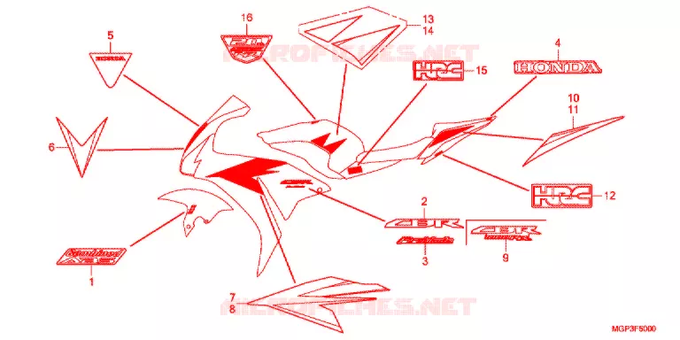 AUTOCOLLANTS (CBR1000RRC/RAC) Honda MOTO 1000 CBR 2012  CBR1000RRC