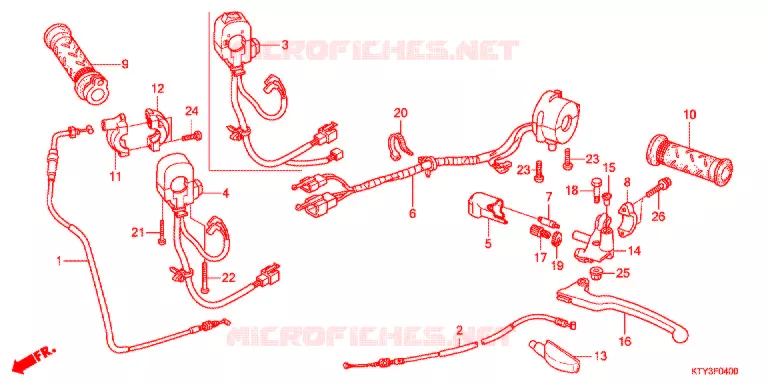 LEVIER DE GUIDON - CABLE - COMMODO Honda MOTO 125 CBR 2012  CBR125RTC