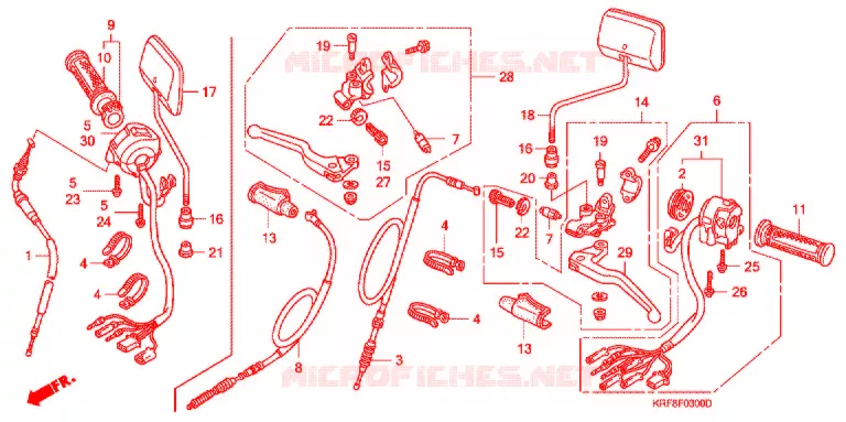 LEVIER DE GUIDON - CABLE - COMMODO Honda MOTO 125 CG 2003  CGL1251WH3