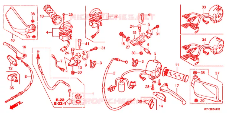 LEVIER DE GUIDON - CABLE - COMMODO (2) Honda MOTO 125 ACE 2016  CGX125SHD