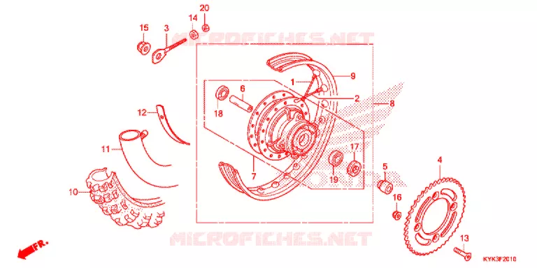 ROUE ARRIERE Honda MOTO 110 CRF 2016  CRF110FE