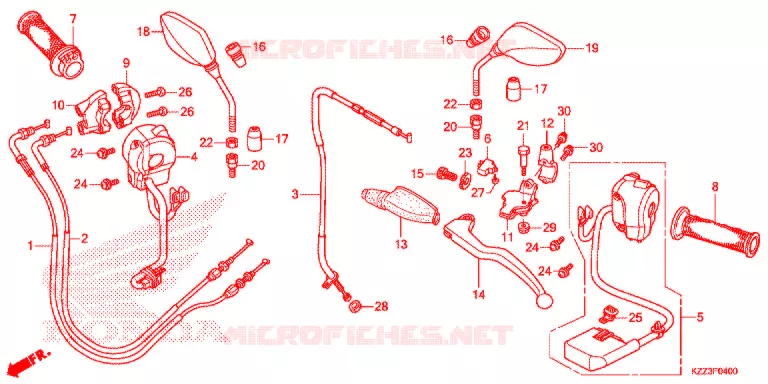 LEVIER DE GUIDON - CABLE - COMMODO Honda MOTO 250 CRF 2013  CRF250LD
