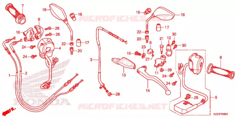 LEVIER DE GUIDON - CABLE - COMMODO Honda MOTO 250 CRF 2013  CRF250LD