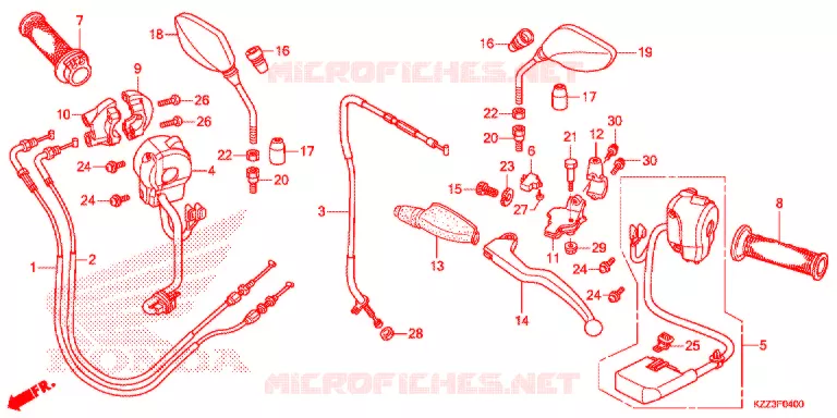 LEVIER DE GUIDON - CABLE - COMMODO Honda MOTO 250 CRF 2014  CRF250LD