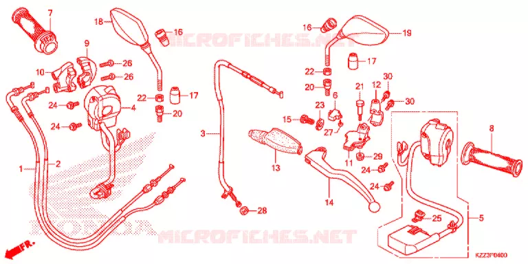LEVIER DE GUIDON - CABLE - COMMODO Honda MOTO 250 CRF 2015  CRF250MF