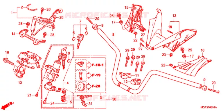 GUIDON - CARENAGE (FJS600A9-2KO/FJS600AB/DB) Honda SCOOTER 600 SILVERWING 2011  FJS600DB