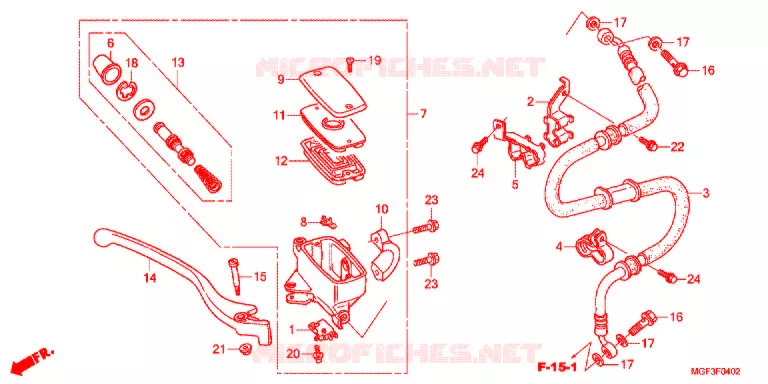 MAITRE CYLINDRE DE FREIN AVANT (FJS600DB) Honda SCOOTER 600 SILVERWING 2011  FJS600DB