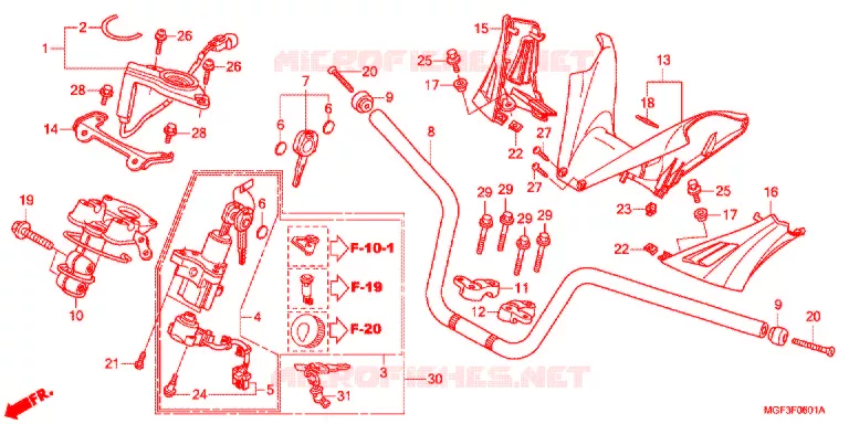GUIDON - CARENAGE (FJS600A9-2KO/FJS600AB/DB) Honda SCOOTER 600 SILVERWING 2011  FJS600DB