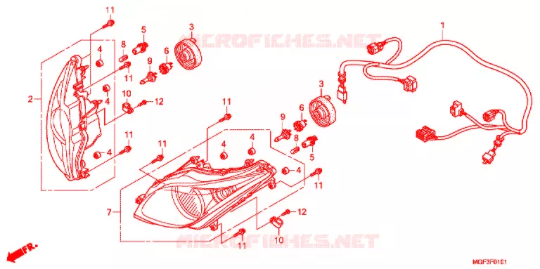 PHARE (FJS600A9-2KO/FJS600AB/DB) Honda SCOOTER 600 SILVERWING 2011  FJS600DB