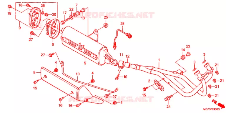 SILENCIEUX D'ECHAPPEMENT (FJS600A9-KO/FJS600AB/DB) Honda SCOOTER 600 SILVERWING 2011  FJS600DB
