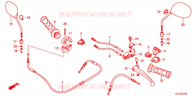 LEVIER DE GUIDON - CABLE - COMMODO Honda SCOOTER 110 VISION 2012  NSC110WHB