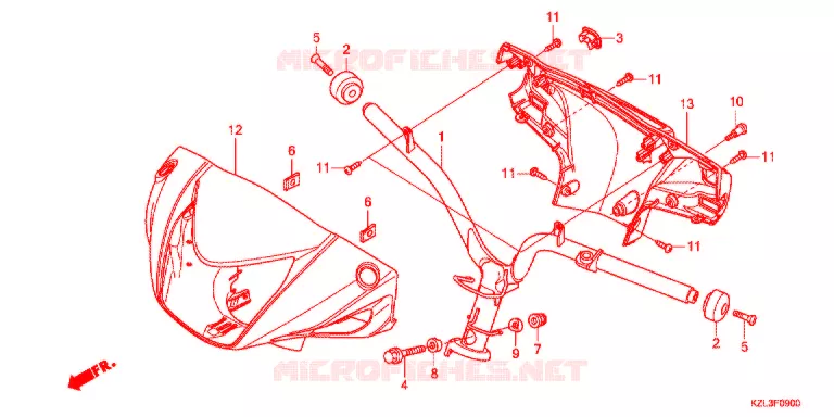 GUIDON - CARENAGE Honda SCOOTER 110 DIO 2014  NSC110WHD