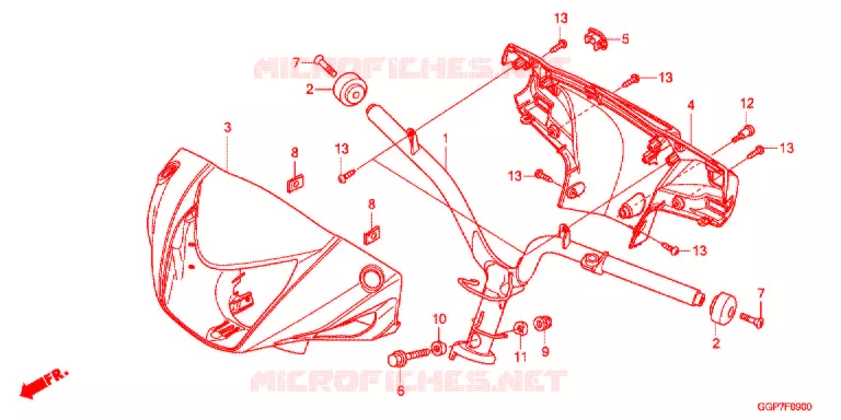 GUIDON - CARENAGE (NSC50/MPD/WH) Honda SCOOTER 50 VISION 2016  NSC50MPDE