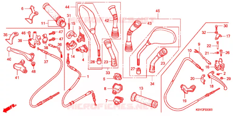 LEVIER DE GUIDON - CABLE - COMMODO (1) Honda SCOOTER 125 ELITE 2006  SC1252SH5