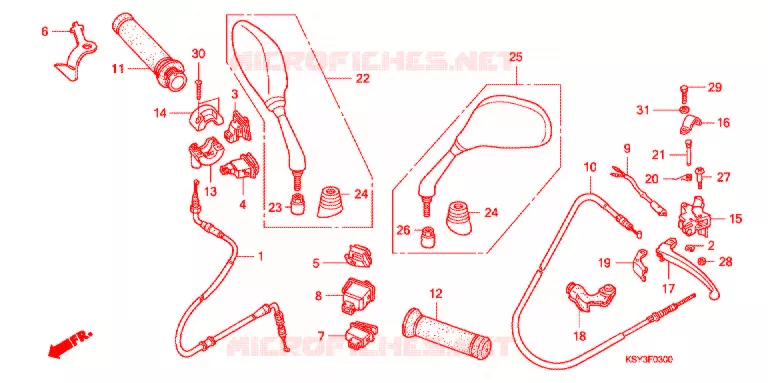 LEVIER DE GUIDON - CABLE - COMMODO Honda SCOOTER 125 ELITE 2013  SC125SHD