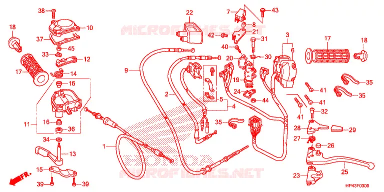 LEVIER DE GUIDON - CABLE - COMMODO Honda ATV 420 FOURTRAX 2013  TRX420FED